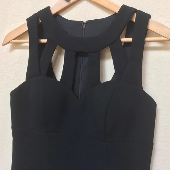 Xscape Black Cutout Crepe Sheath Dress Sz 4 - Picture 4 of 8